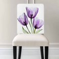 thumbnail image 3 of Purple Tulip Chair Covers Set of 6 Transparent Flower Chair Back Covers Stretch Removable Washable Chairs Slipcovers Chair Protector for Dining Room Kitchen Party Decor, 3 of 5
