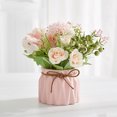 thumbnail image 4 of Monstrate Flores artificiales Ramo de boda Novia Maceta de cerámica falsa Cuerda de cáñamo Hermosa para la habitación de Navidad Adornos de para Flores artificiales Rosa/Con Maceta Rosa Monstrate HA084133-01, 4 of 6