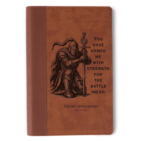 Personalized NIV Large Print Bible, Custom Bible Engraved Name, Warrior Knight Design, Christian Gift, Baptism Gift, Bible Gift for Him