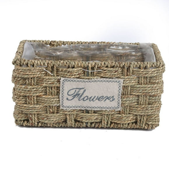 pitrice Square Rattan Woven Flower Basket Wicker Braided Plant Pot Container Decor Home Decorations