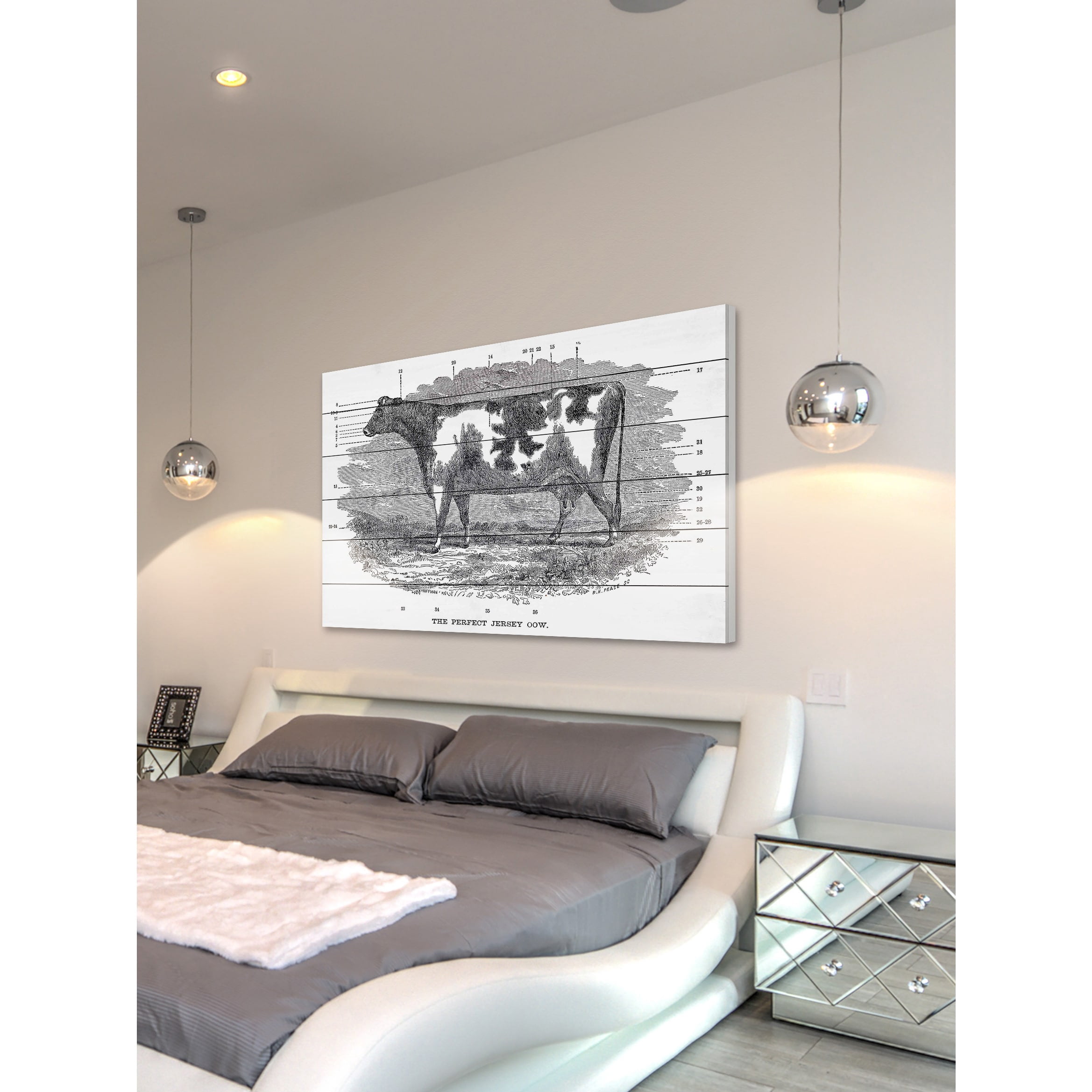 Marmont Hill "Perfect Cow" Painting Print on White Wood