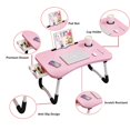 thumbnail image 6 of VINAUO Foldable Lap Desk ,23.6" Tv Tray ,Laptop Bed Table with iPad Slots,Cup Holder and Drawer,Lap Table for Couch, Pink, 6 of 11
