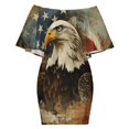 thumbnail image 6 of Vintage Eagle American Flag Women's Off The Shoulder Ruffles Summer Wedding Guest Loose Casual Party Beach Dress, 6 of 9