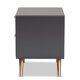 thumbnail image 5 of Mesita de noche Baxton Studio Kelson, 2 cajones, gris oscuro/madera dorada, 5 of 8