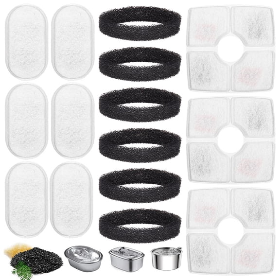 shuaien 15 Pcs Pet Fountain Filter Replacement Compatible with Mostly 84 ounce/2.5 Liter, Cat Water Fountain Filter for Veken Fountain Active Carbon Cat Watering Filtration System