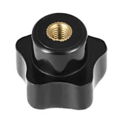 Uxcell M5 Female Thread 24mm Head Brass Insert Star Knobs Black 1 Pack