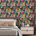 thumbnail image 5 of Tiger Head Peel and Stick Wallpaper￼ Animal Print Wallpapers Blue Tropical Wall Paper Removable Colorful Renter Friendly Wall Decor for Bedroom Closet Cabinet 17.5 x 78.5In, 5 of 12