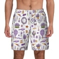 thumbnail image 2 of Picia Lavender Flowers pattern Mens Swim Trunks with Compression Liner Stretch Beach Shorts Quick Dry with Zipper Pockets No-Chafing Board Shorts-X-Large, 2 of 9