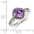 thumbnail image 4 of Shey Couture  Sterling Silver with 14K Accent Antiqued Cushion Amethyst Ring, 4 of 5