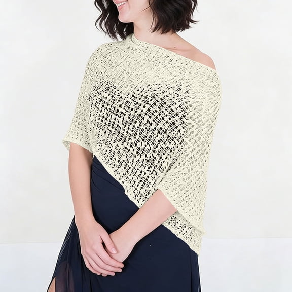 Yievot Sheer Cover Ups for Women Summer Irregular Knitted Crochet Shrugs for Beach Vacation