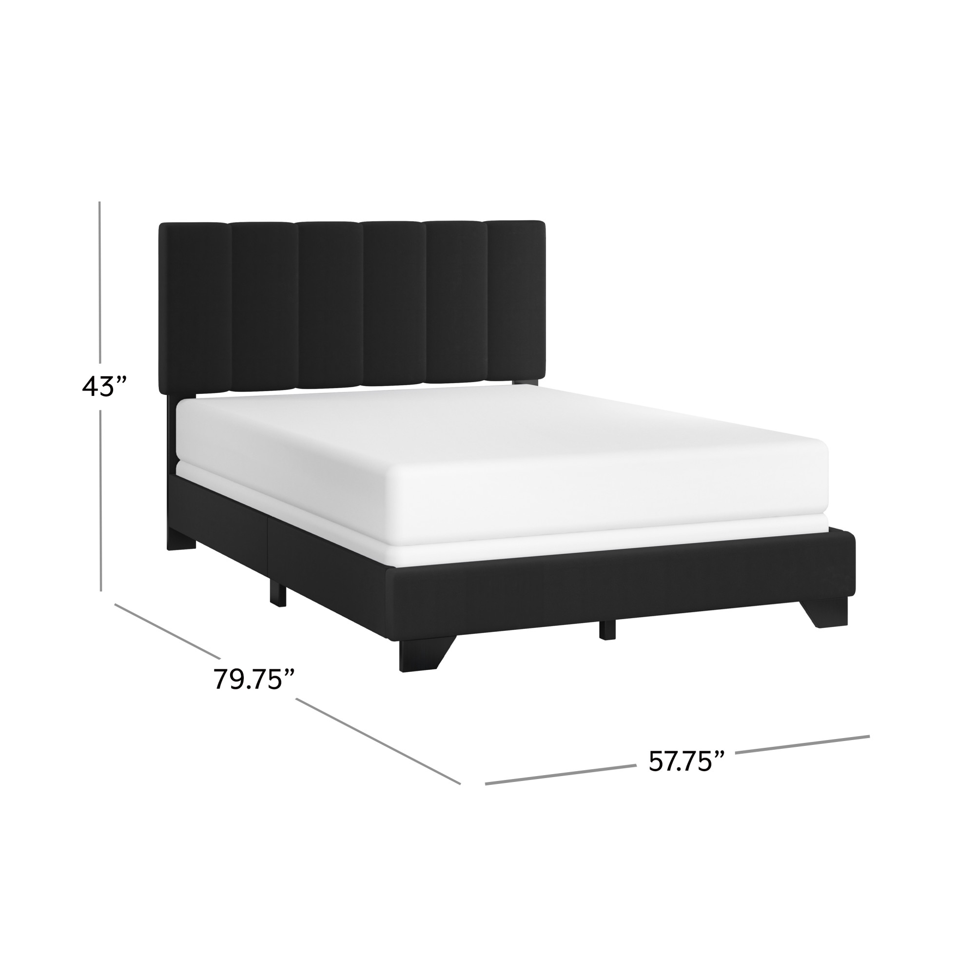 Reece Channel Stitched Upholstered Full Bed, Black, by Hillsdale Living Essentials - image 4 of 17