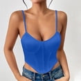 thumbnail image 2 of Camisole Tops For Women Sevevn Women's Solid Color Corset Crop Top Spaghetti Strap Bustier Blue M, 2 of 8