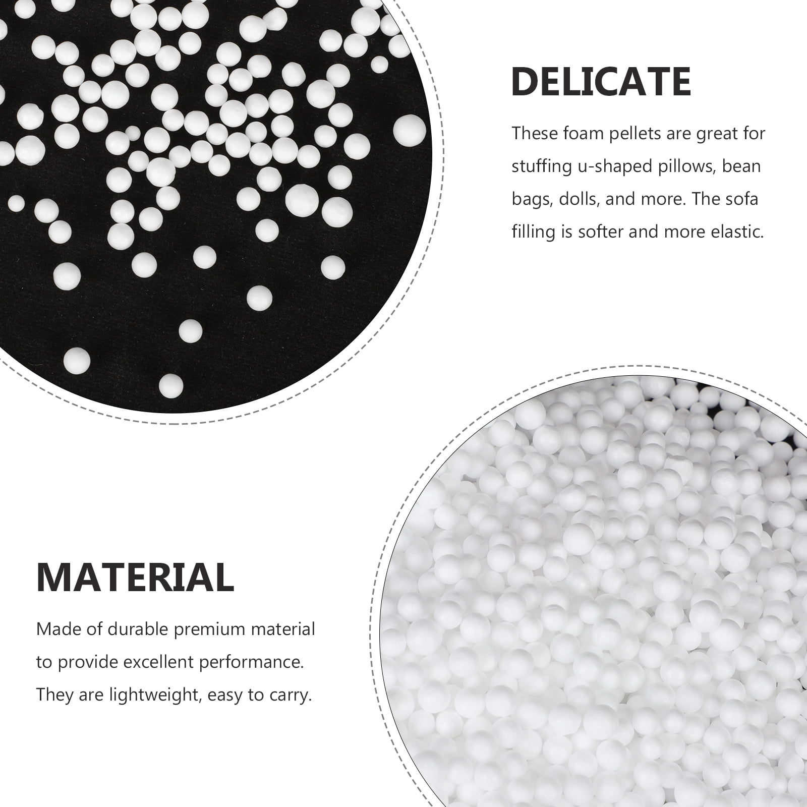 2 Bags Couch Cushion Filling Polystyrene Beads for Bean Sofa Balls Mini Stuffies Foam White