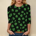 thumbnail image 2 of felwors 3/4 Length Sleeve Women Tops Crew Neck Casual Summer Tunic Tops Loose Fit Shirts Holiday Outfits (Black, S), 2 of 5