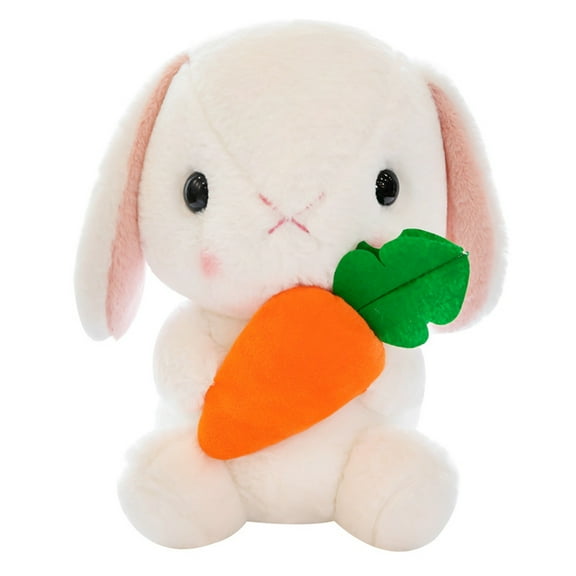 BINGLI White Easter Bunny Plush Toy - Huggable Stuffed Rabbit with Carrot Accessory, Spring Nursery Decor, Easter Basket Gift for Kids, Cuddly Holiday Bedroom Accents
