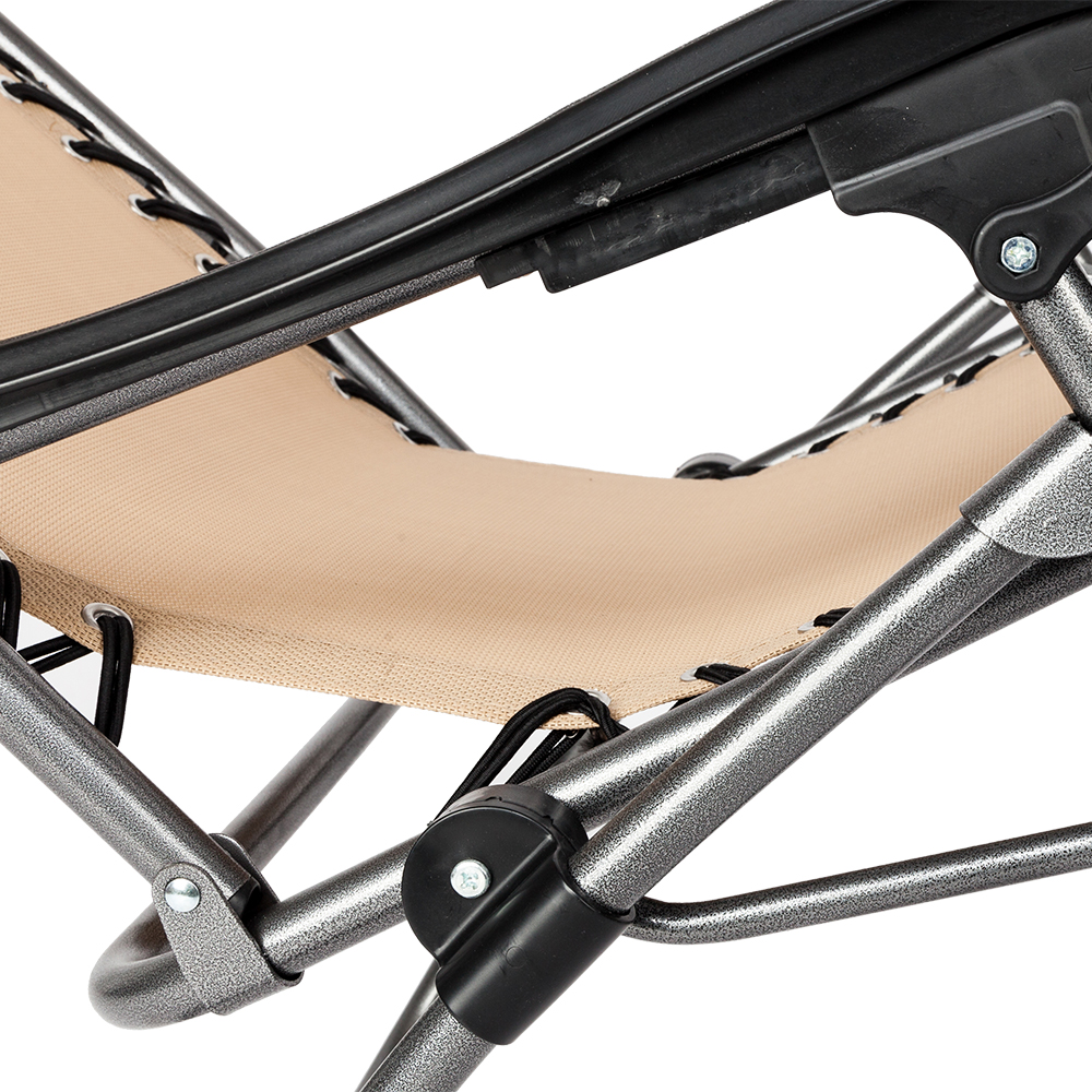 Veryke Zero Gravity Chair, Lounge Chair, Lawn & Patio Chair, Portable Folding Chairs for Sun Bath, Folding Beach Chair with Awning Leisure, Khaki - image 5 of 7