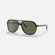Ray Ban Sunglasses for Women and Men - Bill RB2198 - Unisex Ray Ban Aviator Style Sunglasses with Crystal Polarized Lenses - Black/Polar Green- Size 56