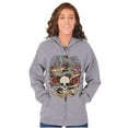 thumbnail image 4 of Love Kills Trust No One Skull Tattoo Unisex Fleece Graphic Zip Up Hoodie Brisco Brands 3X, 4 of 5