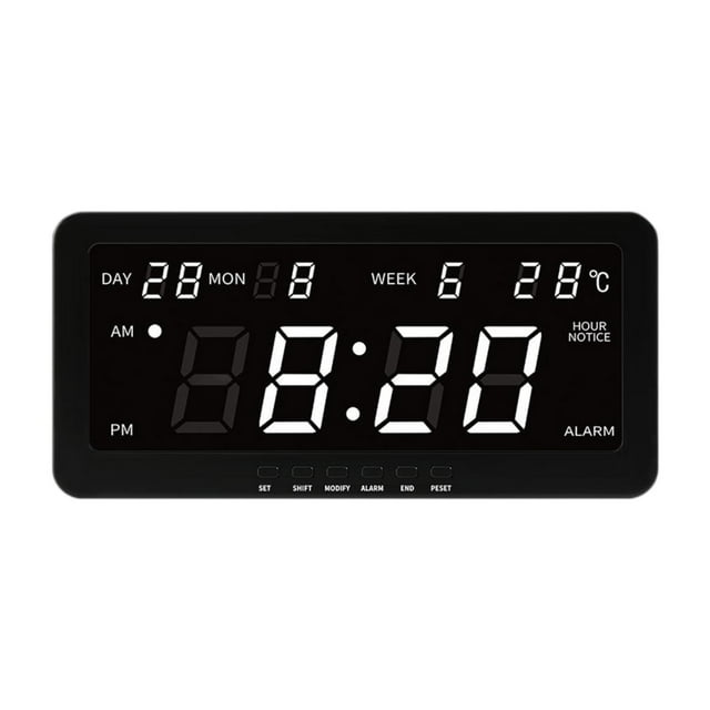 Lipstore Digital Wall Clock LED Desktop Clock Multipurpose Large Temperature Display for White