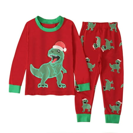

SYNPOS 2PCS Toddler Baby Boys Girls Christmas Pajamas Sets Kids T Shirt Pants Set Loungewear Long Sleeve Sleepwear 1-7 Years