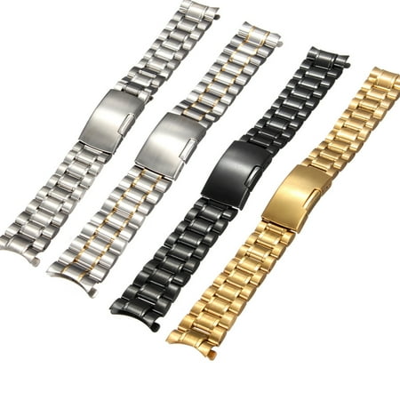 18 20 22mm Stainless Steel Men's Watch Band Strap Double Lock Flip Bracelet