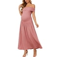 thumbnail image 2 of Acaics Maternity Stretch Maxi Dress, Fold Off Shoulder Empire Waist Long Gown, for Pregnant Women Formal Wear, 2 of 6