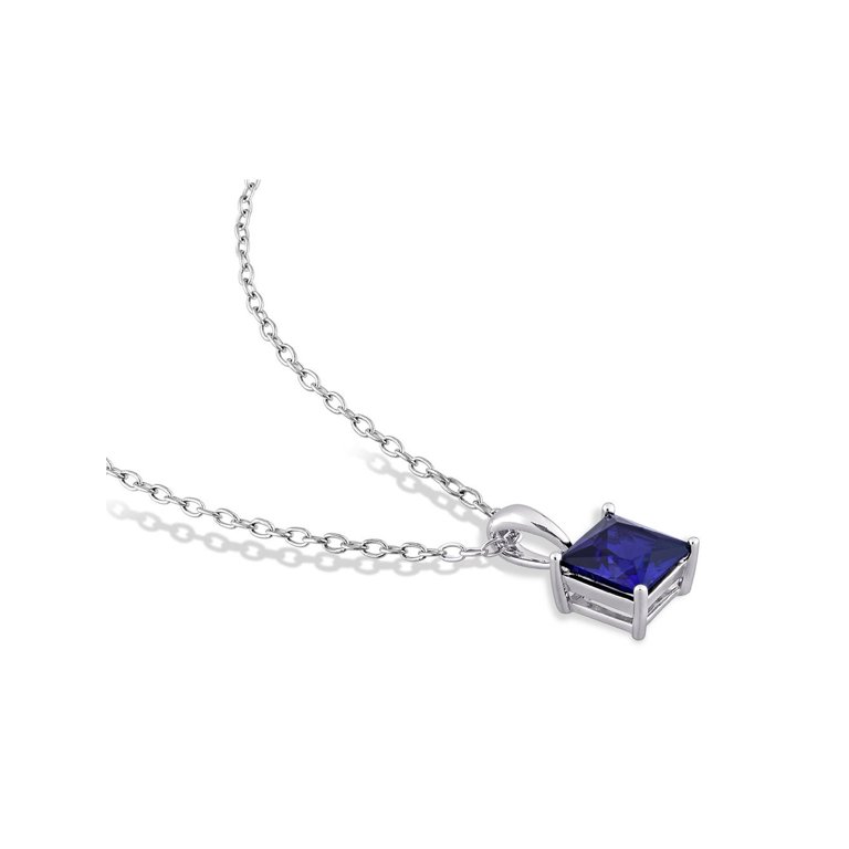 1.26 ctw Oval Blue Sapphire and Diamond Pendant in 14K Yellow Gold with A 16 inch 14K Yellow Gold Chain