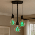 thumbnail image 4 of Festive Living LED Green Christmas Tree Decorative Filament Light Bulb, G80 Globe, Medium E26 Base, 1W, Clear Glass, Indoor/Outdoor Holiday String Light Replacement – 1 Pack, 4 of 6