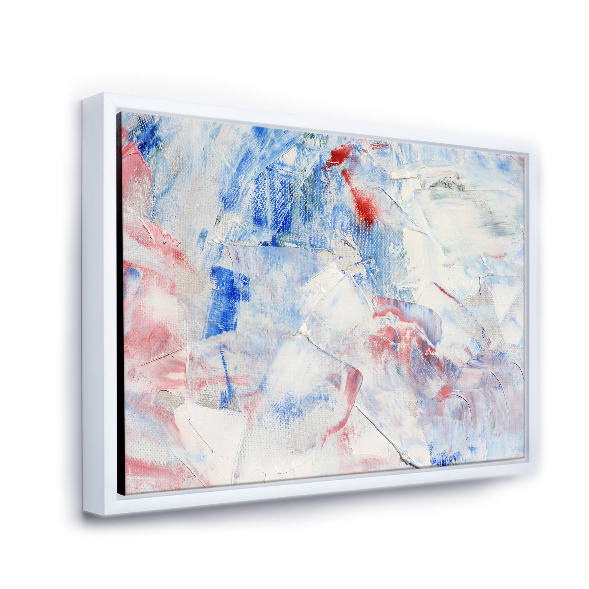 Designart 'Abstract Blue Composition' Modern Framed Canvas Wall Art Print