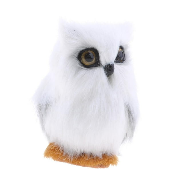 koolsoo Artificial Feather Animal White Owl Home Decoration Gift Toy Handcraft Realistic