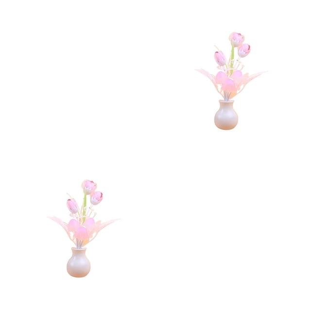 Moyic Night Light Flower Sensor Glow Decor 0.5W Bedroom LED Home Socket Lamp Atmosphere 220V Control Wall Bedside Kids Tipo 2 Rosa 2Conjunto