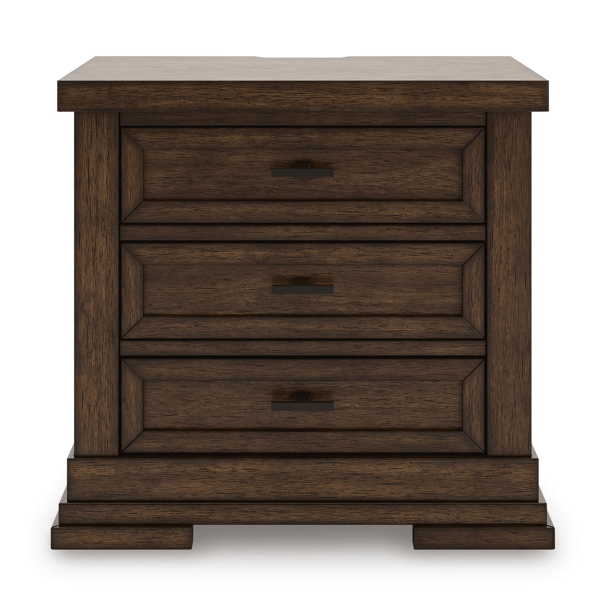 Signature Design by Ashley Taffenbrook 3-Drawer Nightstand with USB Charging and Power Outlets - Medium Brown