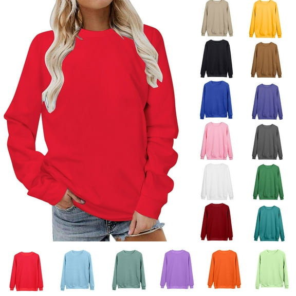 Womens Plus Size Tops 2023 Fashion Long Sleeves Casual Shirts Printing Round Neck Sweatshirt Pullover Loose Tunic Tops Up to 65% off