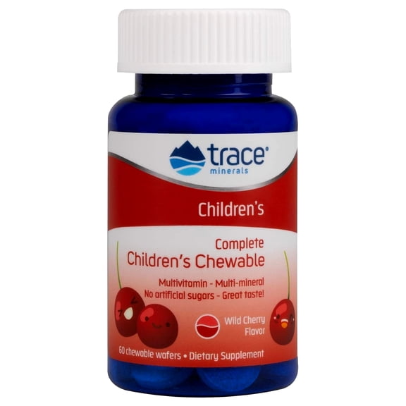 Trace Minerals Complete Children's Multi - Chewable Children's Multivitamin Tablets for Overall Wellness - Includes Ionic Trace Minerals - Gluten-Free & Vegan - Wild Cherry - 60 Count (30 Servings)