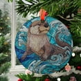 thumbnail image 2 of Swimming Otter Ornament Suncatcher, Otter and Flowers Window Hanging, Ocean Animal Lover Home Decoration, Indoor Decor, 2025, Holiday Decoration, 2025, Festive Home Accent,, 2 of 5