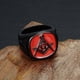 thumbnail image 4 of Nuevo anillo masónico con letras retro AG para hombre, anillo de moda de metal negro y rojo, accesorios de joyería para fiesta., 4 of 4