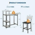 thumbnail image 6 of Danolapsi Dining Table Set for 2, 3-Piece Expandable Bar Table and Chairs Set, with Storage Shelves and Wine Rack, Small Kitchen Dining Set for Living Room, Apartment, 6 of 8