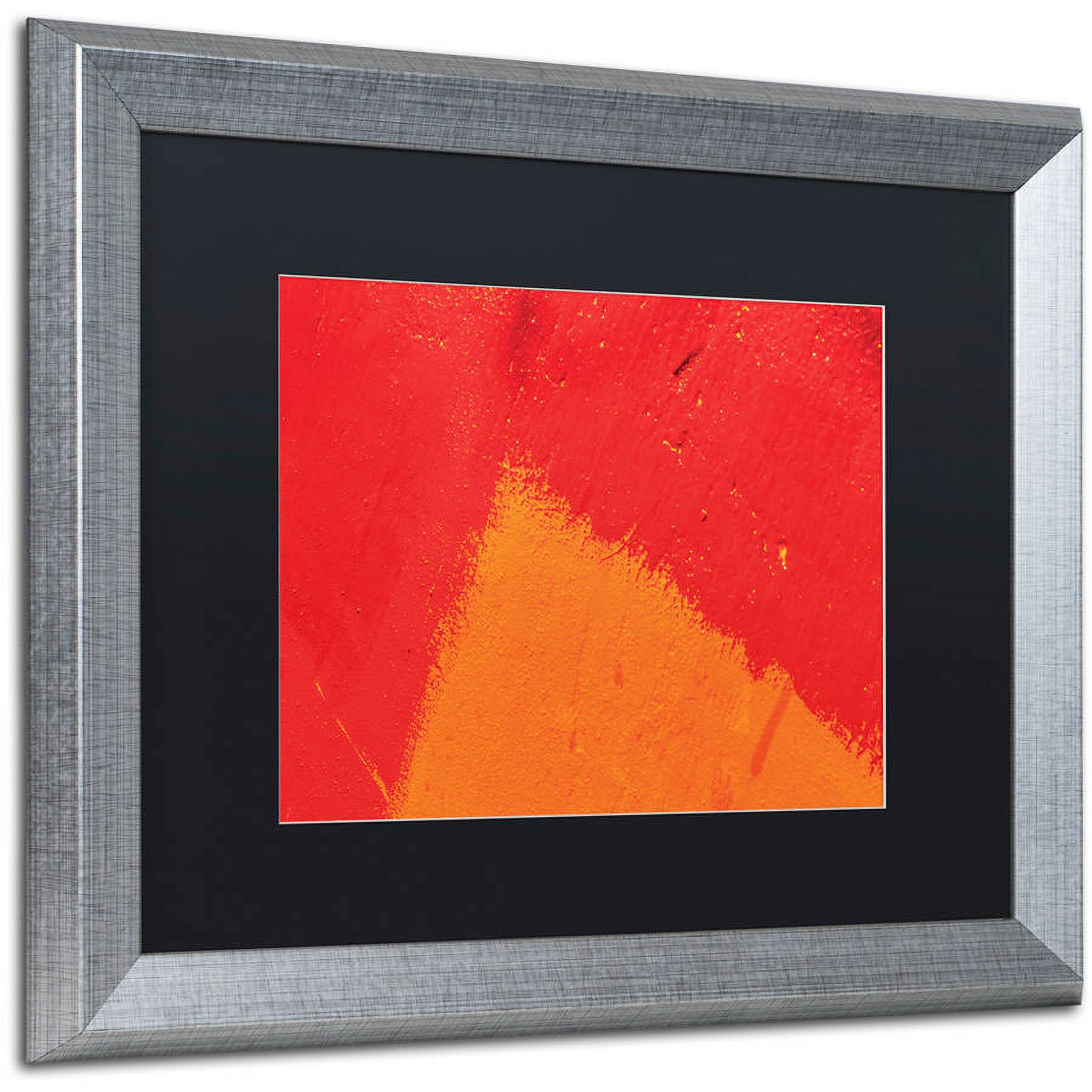 Trademark Fine Art "Abstract Orange Triangle" Canvas Art by Claire Doherty, Black Matte, Silver Frame