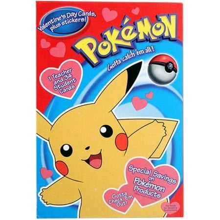 Pokemon Valentine's Day Cards (35) + Stickers - Walmart.com