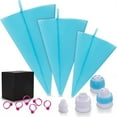 thumbnail image 2 of Pastry Bag and Coupler Set: Frosting Kit for Cake D rating - 3 Reusable Silicone Icing Piping Bags, 4 Standard Tricolor Couplers, and 6 Icing Bag Ties, 2 of 6