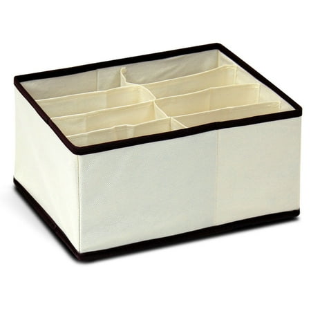 Furinno 12287IV Non-Woven Fabric 4 x 2 Deep Soft Storage Organizer, Ivory with Mid Brown Trim