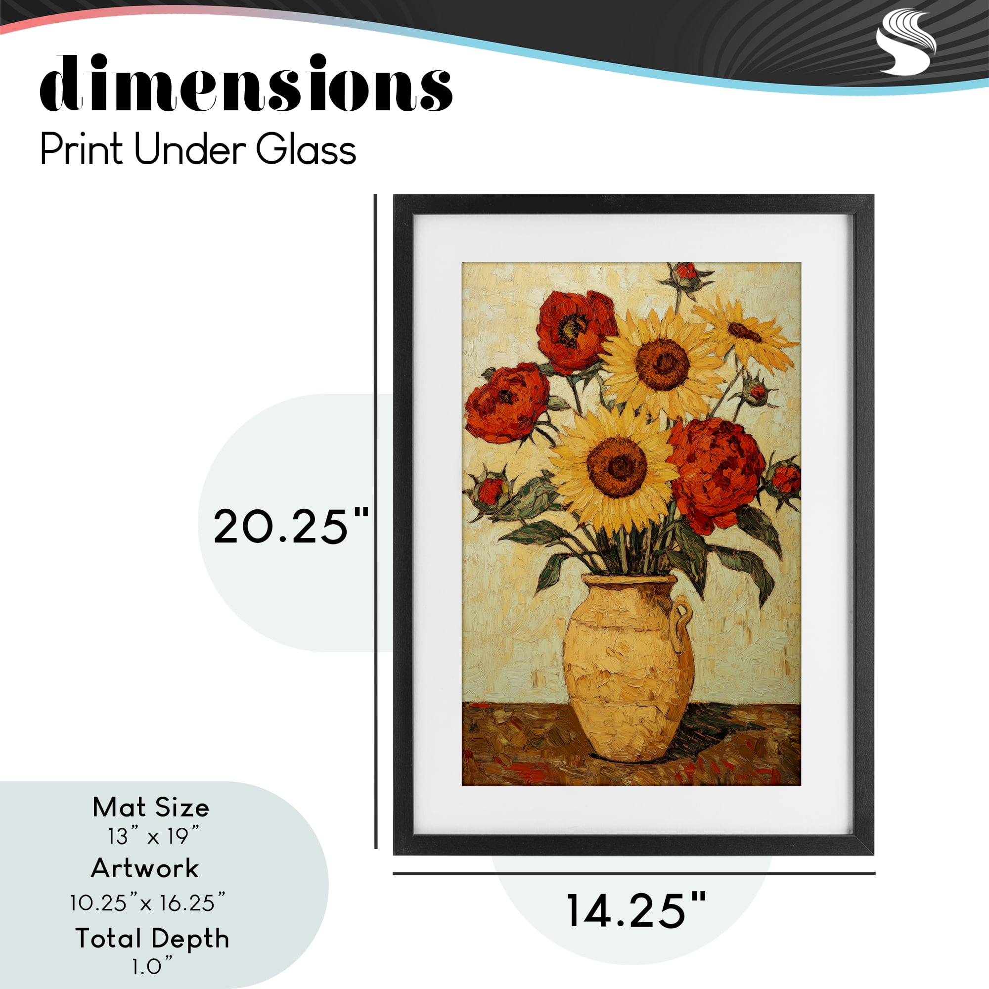 Rustic Flower Display Black Framed Print Under Glass, design by Petal Prints Design