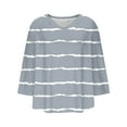thumbnail image 4 of Plus Size 3/4 Length Sleeve Shirts for Women Dressy Casual V-Neck Stripe Printed Tunic Tops Business Work Blouses Tees, 4 of 5