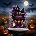 thumbnail image 5 of Gothic Witch House Acrylic Halloween Decorations Tabletop Stand, 6 Inch 2D HD Printed Spooky Mansion Ornament for Desk Tiered Tray Gothic Displays, 5 of 6