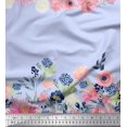 thumbnail image 1 of Soimoi Blue Cotton Poplin Fabric Ranunculus & Chrysanthemum Floral Print Fabric by Yard 58 Inch Wide, 1 of 3