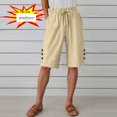 thumbnail image 1 of Vmvidoty Women's 5" Linen-Cotton Drawstring Shorts - Breathable Summer Bermuda Shorts with Pockets, 1 of 7