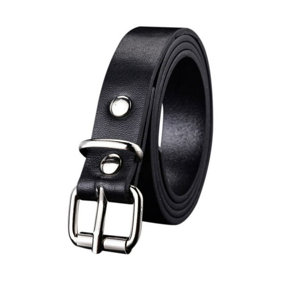 Boys Girls Vintage Retro Thin Waist Strap Children Leather Belt Pin Buckle Waistband Trouser Dress Belts BLACK