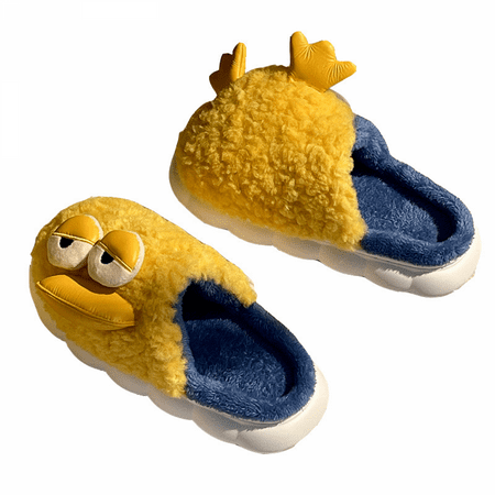 

JUSTUP Cute Funny Big Yellow Duck Plush Slippers for Men Women Girl Winter Warm Plush Duck Slipper Home Animal（7.5-8）