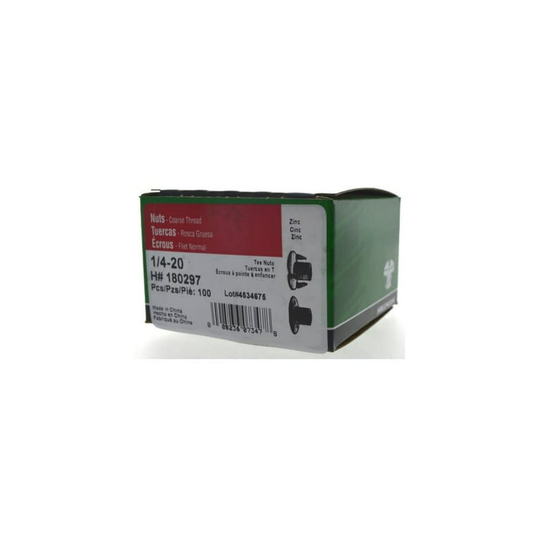 Hillman 1/4 in. Zinc-Plated Steel SAE Tee Nut 100 pk Hillman 1/4 in. Zinc-Plated Steel SAE Tee Nut 100 pk