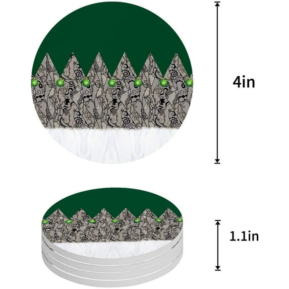 FMSHPON Merry Christmas Set of 4 Round Coaster for Drinks, Absorbent Ceramic Stone Coasters Cup Mat with Cork Base for Home Kitchen Room Coffee Table Bar Decor